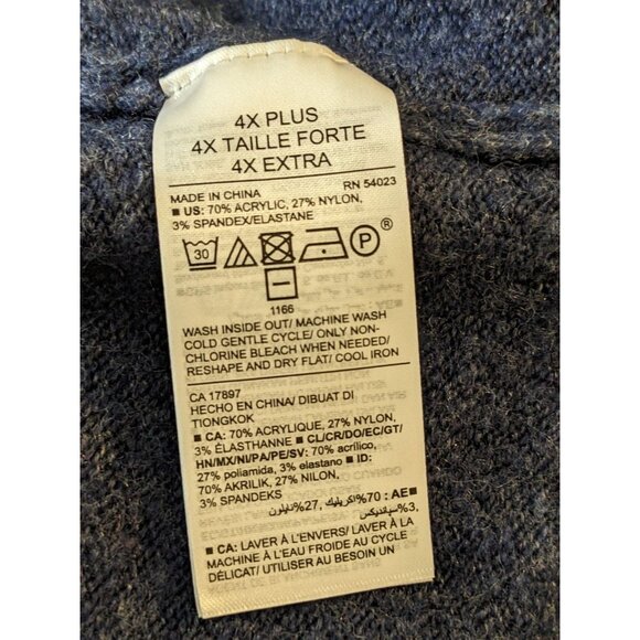 Old Navy Womens Plus 4X Long Sleeve Cardigan Cocoon Cozy Heather Blue Open Front - Picture 6 of 6